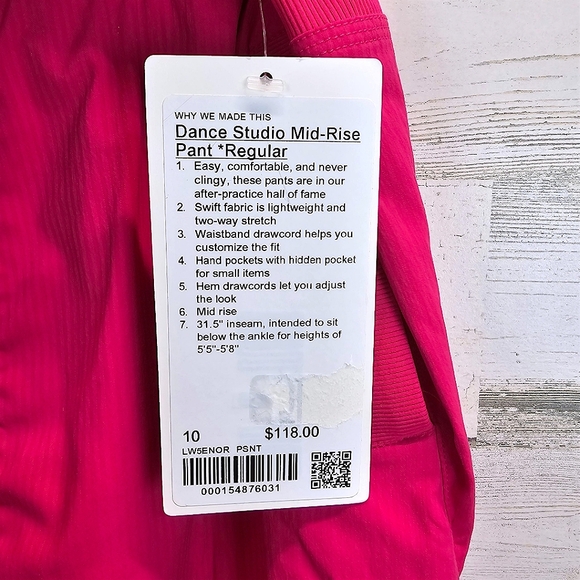 Lululemon Dance Studio Mid-Rise Pants Sonic Pink Size 10 Activewear Balletcore - Picture 15 of 16